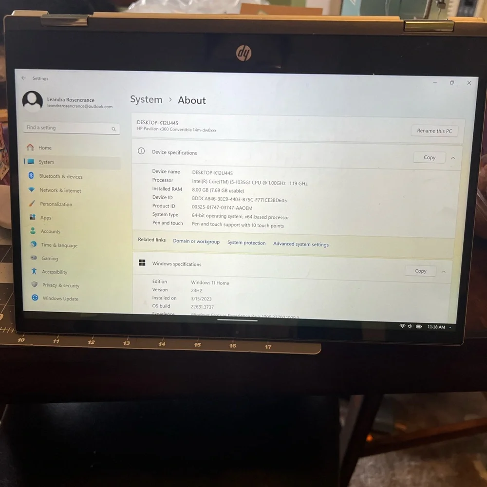 HP Silver Convertible Laptop with Backlit Keyboard